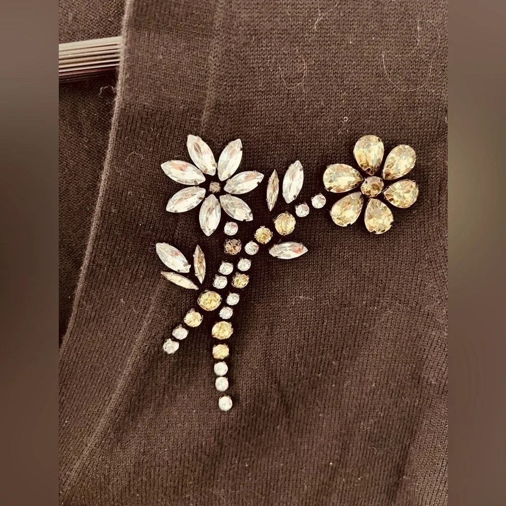 Kate Spade Black Embellished Brooch Cardigan Size XS